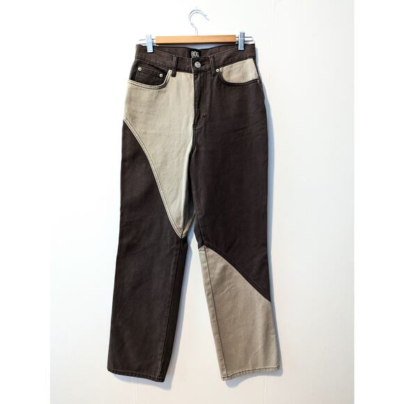 Urban Outfitters NWOT BDG Cowboy Jeans Size 27 Brown Tan Colorblock - Picture 2 of 6